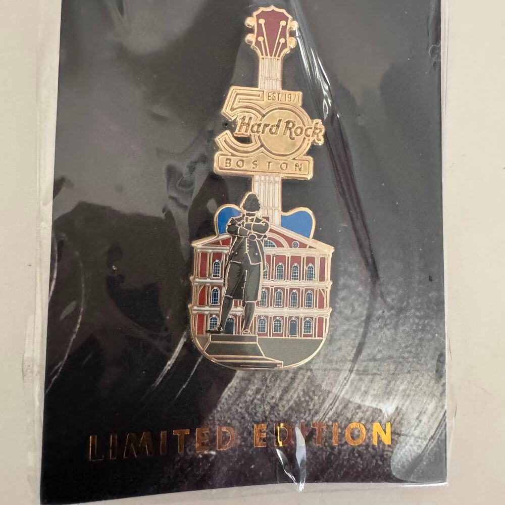 Hard Rock Cafe Boston 50th Anniversary Limited Edition Guitar Pin LE Faneuil New